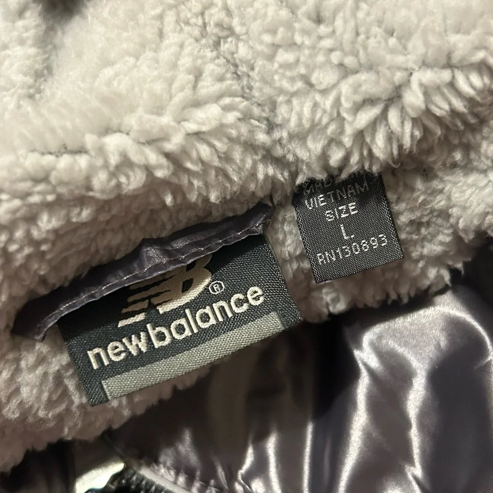 NEW BALANCE Metallic Quilted Sherpa Lined Puffer Coat L